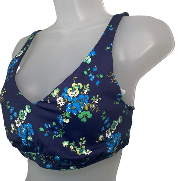 Offline by Aerie Navy Floral Medium Support Sports Bra Size M NWT Wire Free - Picture 4 of 5